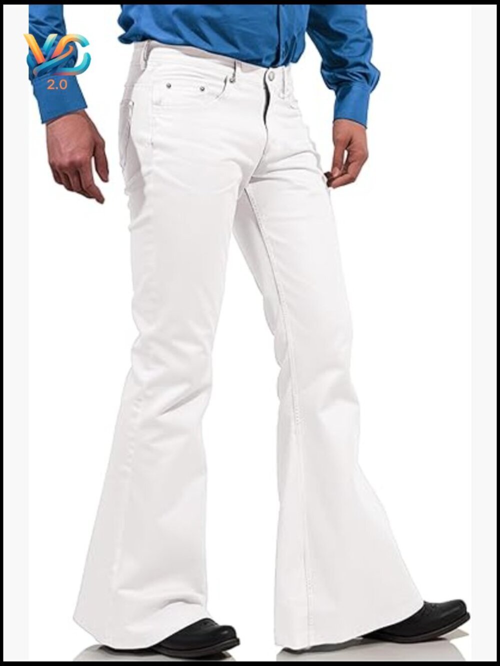 Mens Bell Bottom Jeans Flared Retro Vintage Pants Stretchy Corduroy 70s Disco